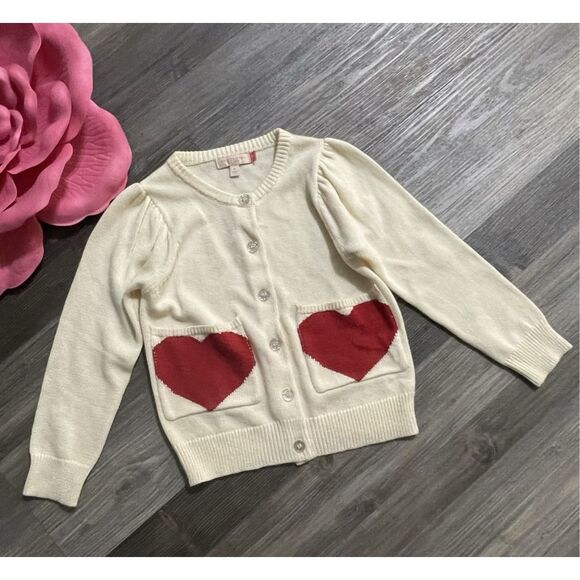 NWOT Pink Chicken Pink Heart Pocket Sweater, 6yrs $98 C28 - Picture 2 of 7